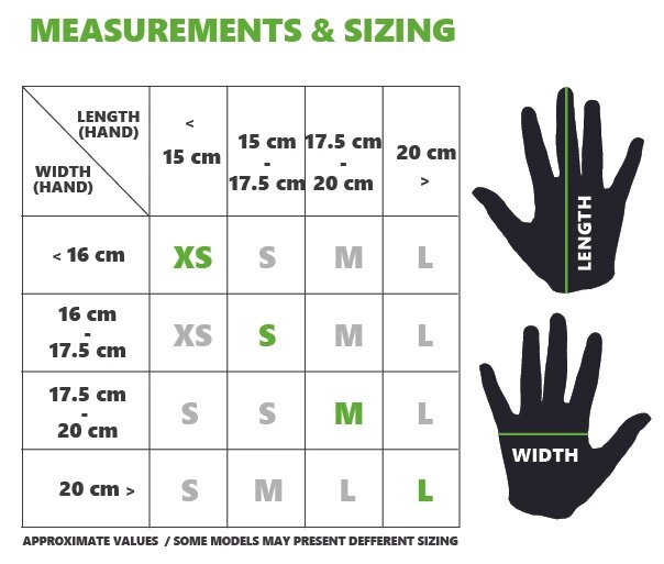Demon gloves FWJ43 measurements