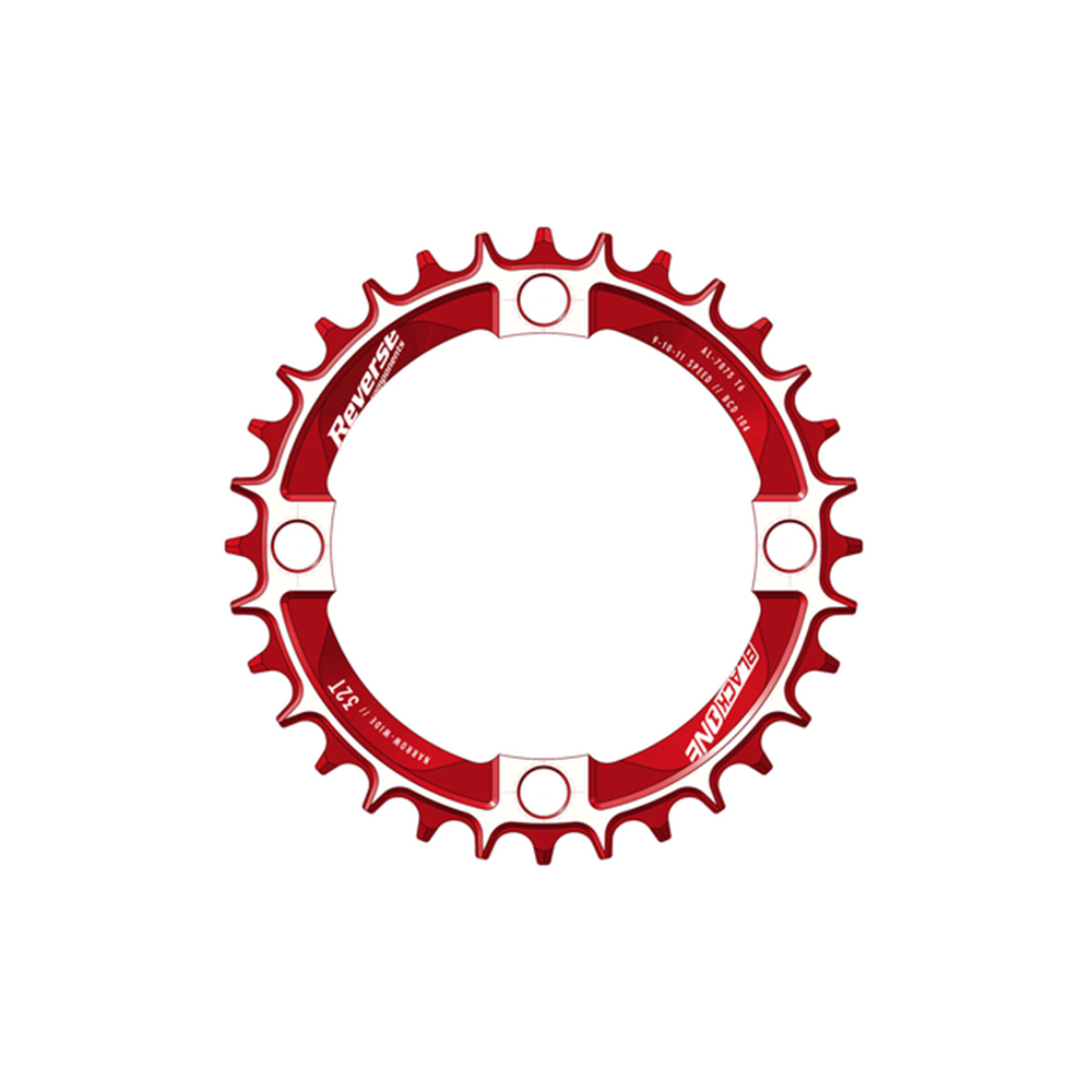 01742-Зірка REVERSE Chaninring Black One 104mm 32T Narrow-Wide (Red-Silver)